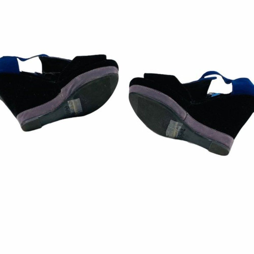 Qupid Velvet Colour Block Platform Wedge Sandals - image 4